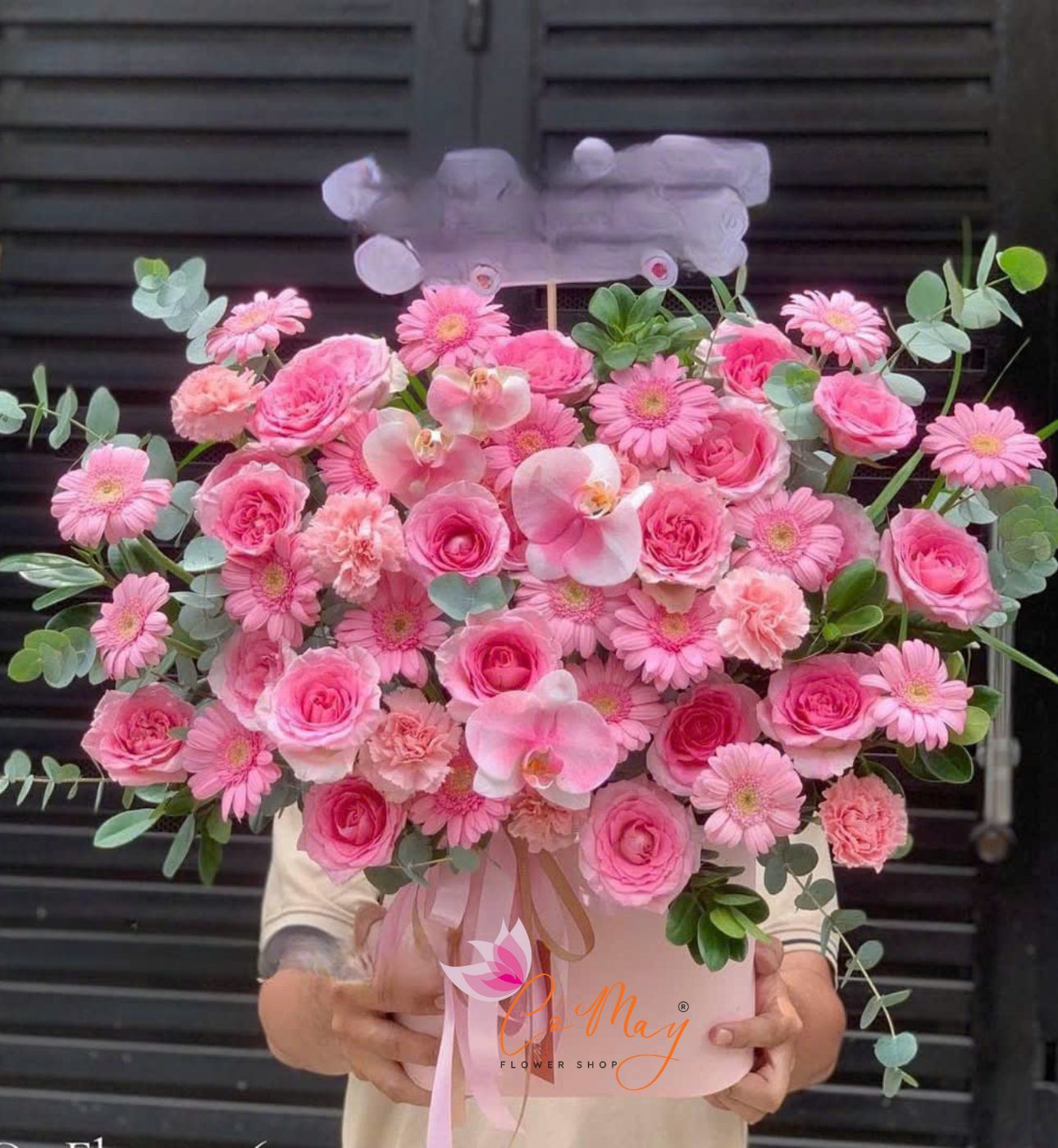 Giỏ Hoa Mừng Khai Trương Hồng Phú Quý - HH08 1 giỏ hoa khai trương hồng phú quý