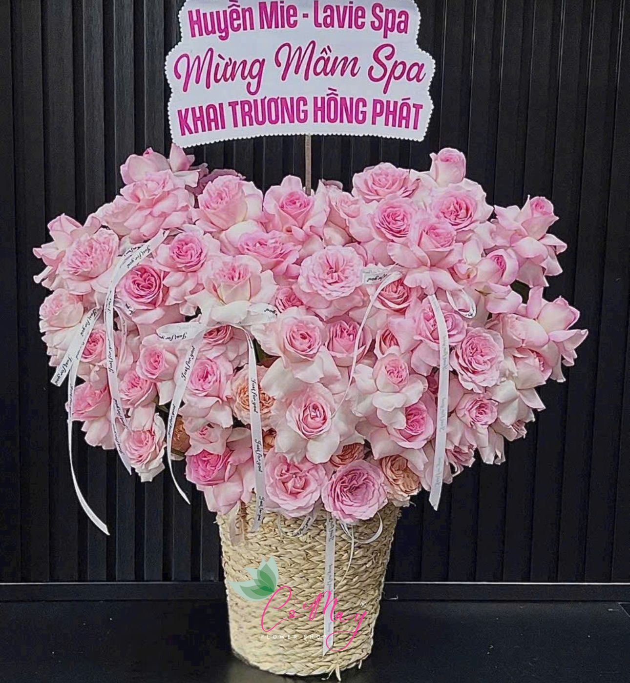 Giỏ Hoa Khai Trương Trái Tim Hồng Phúc - G57 1 giỏ hoa khai trương trái tim hồng phúc