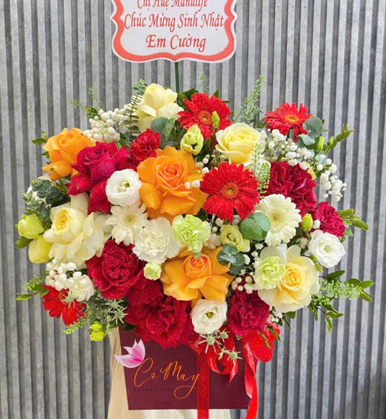 Lẵng Hoa Sinh Nhật "Nắng Hồng Khai Lộc" - GH79 1 lẵng hoa sinh nhật nắng hồng khai lộc