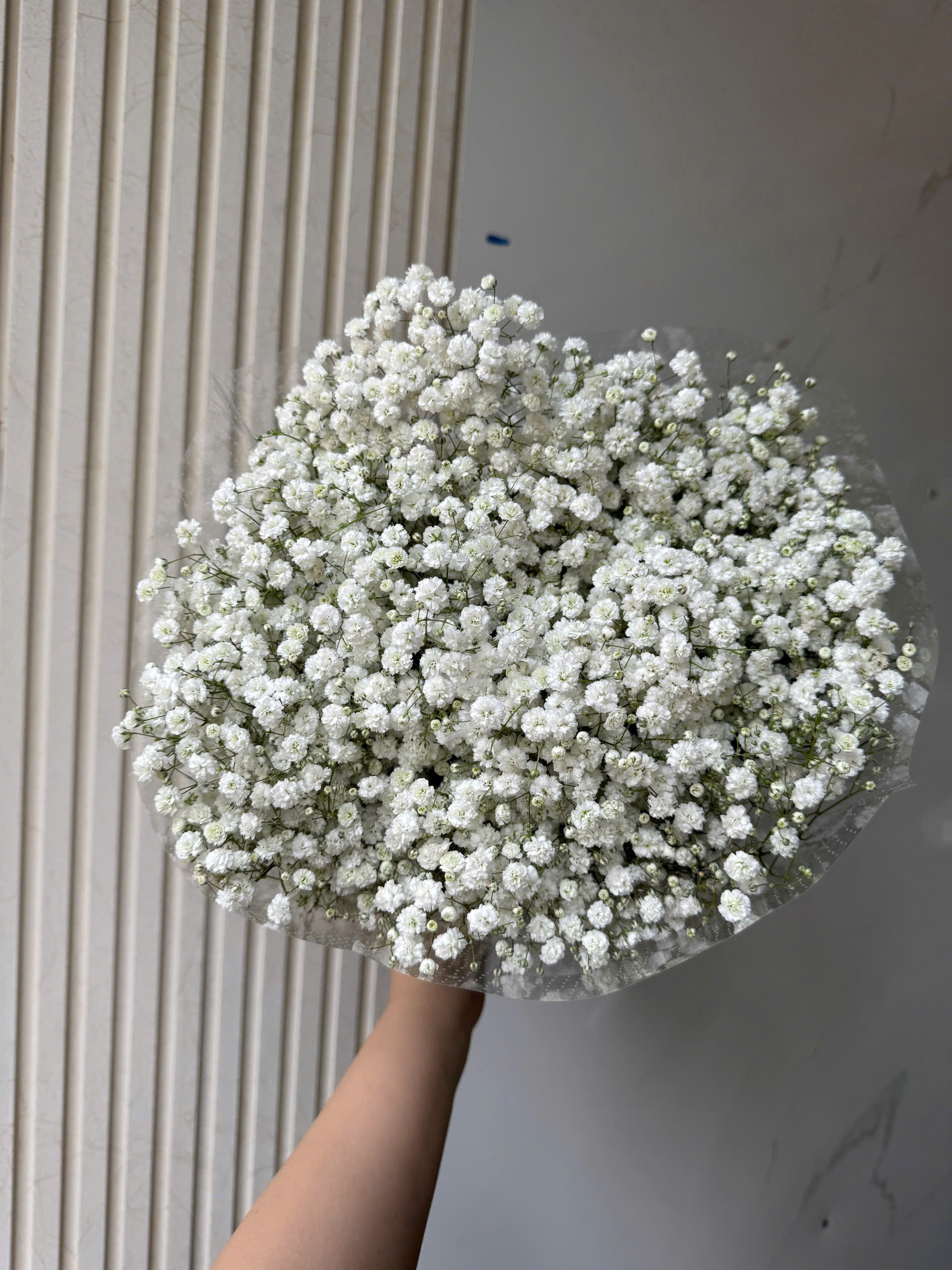 Lẵng Hoa Khai Trương Kim Tài Phát Lộc - L11 4 hoa bi trắng nhẹ nhàng